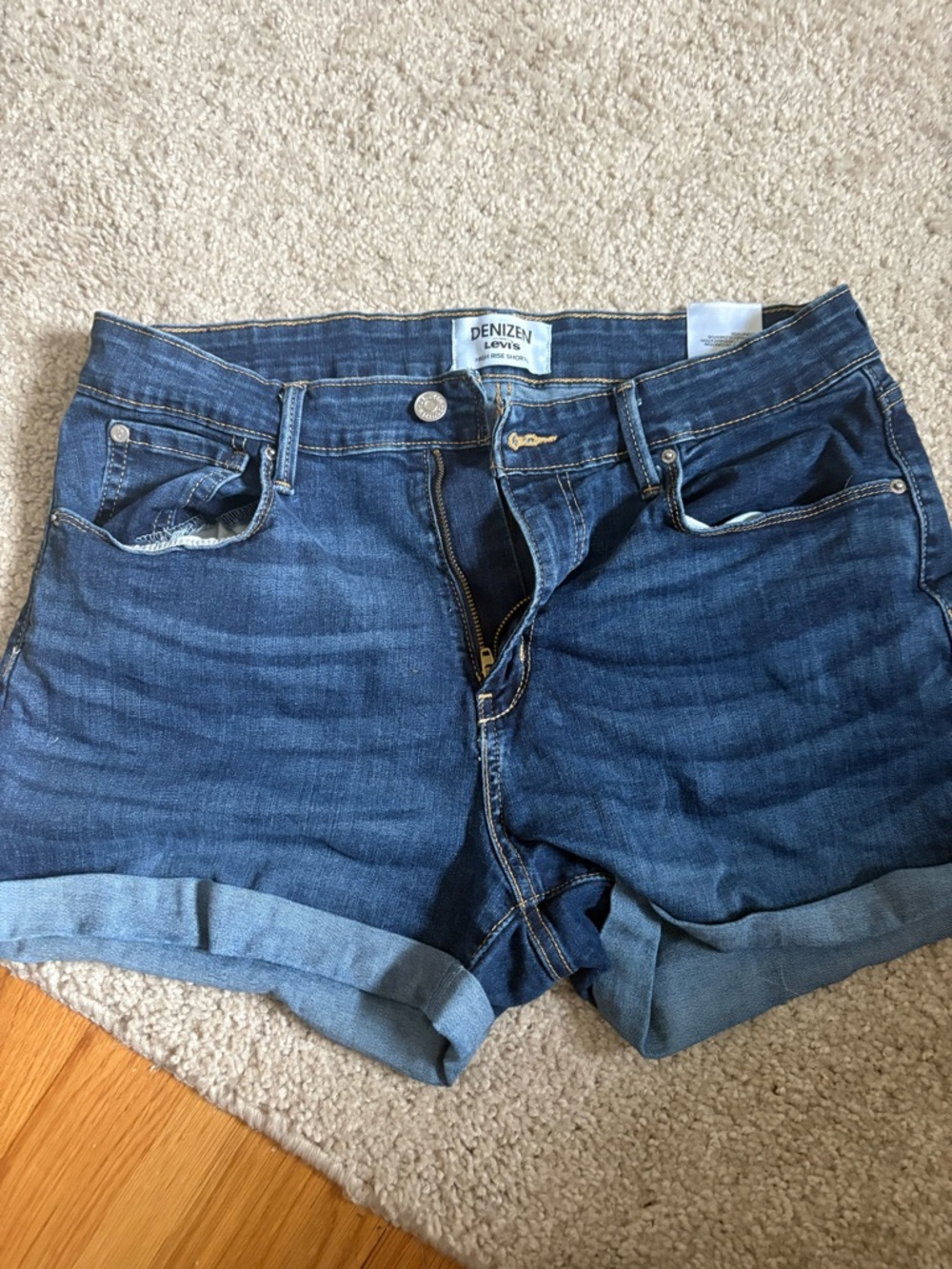 Levi's Dark High Rise Cuffed Denim Shorts